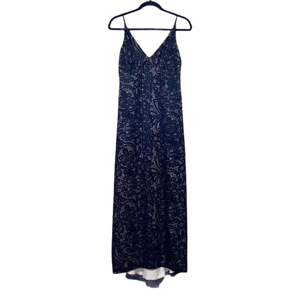BCBG MaxAzria Womens Formal Gown Size 6 Spaghetti Strap Lace Lined Dress Black